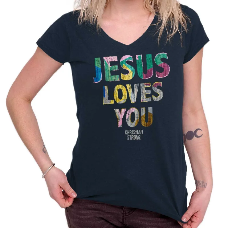 Loves You Junior Fit V-Neck T-Shirt