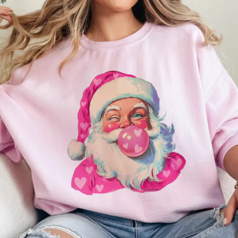 Online Exclusive | Bubblegum Heart Santa Graphic Sweatshirt in Pink