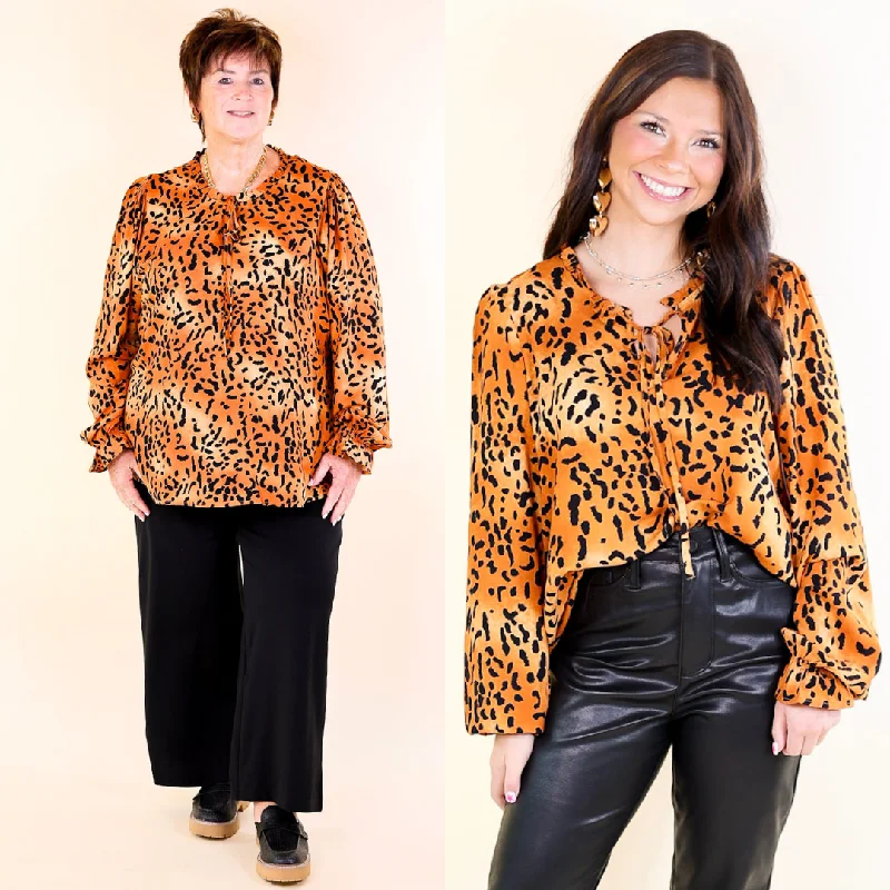 Boss Lady Leopard Print Top in Rust Orange